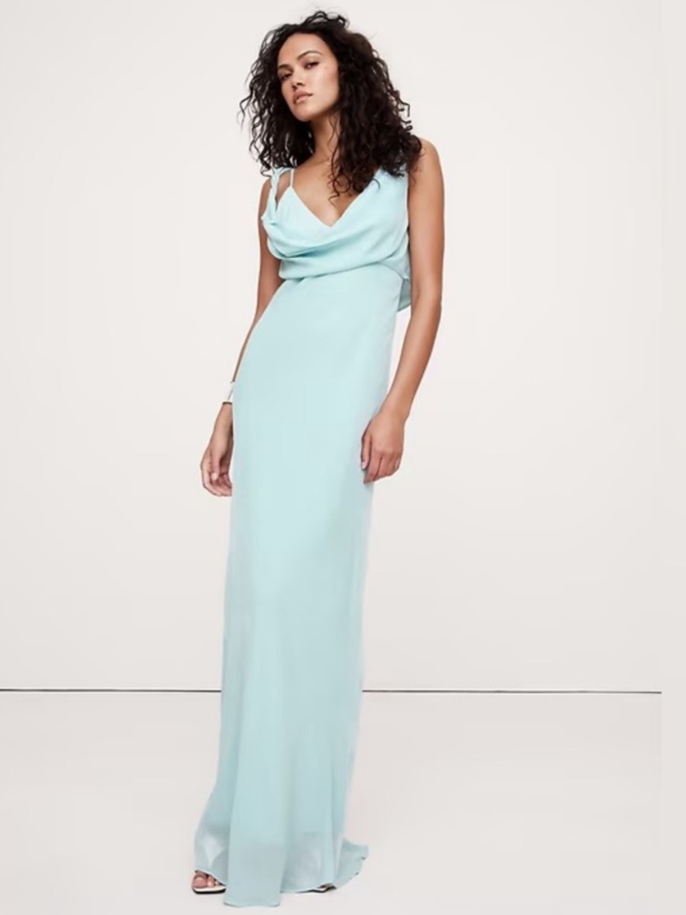 Banana Republic Twisted-Shoulder Bali Blue Maxi Dress 6P NWT